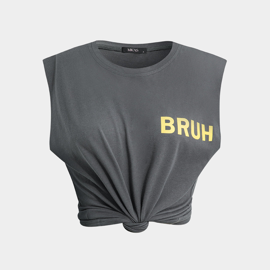 Bruh Baskılı Kolsuz Tişört