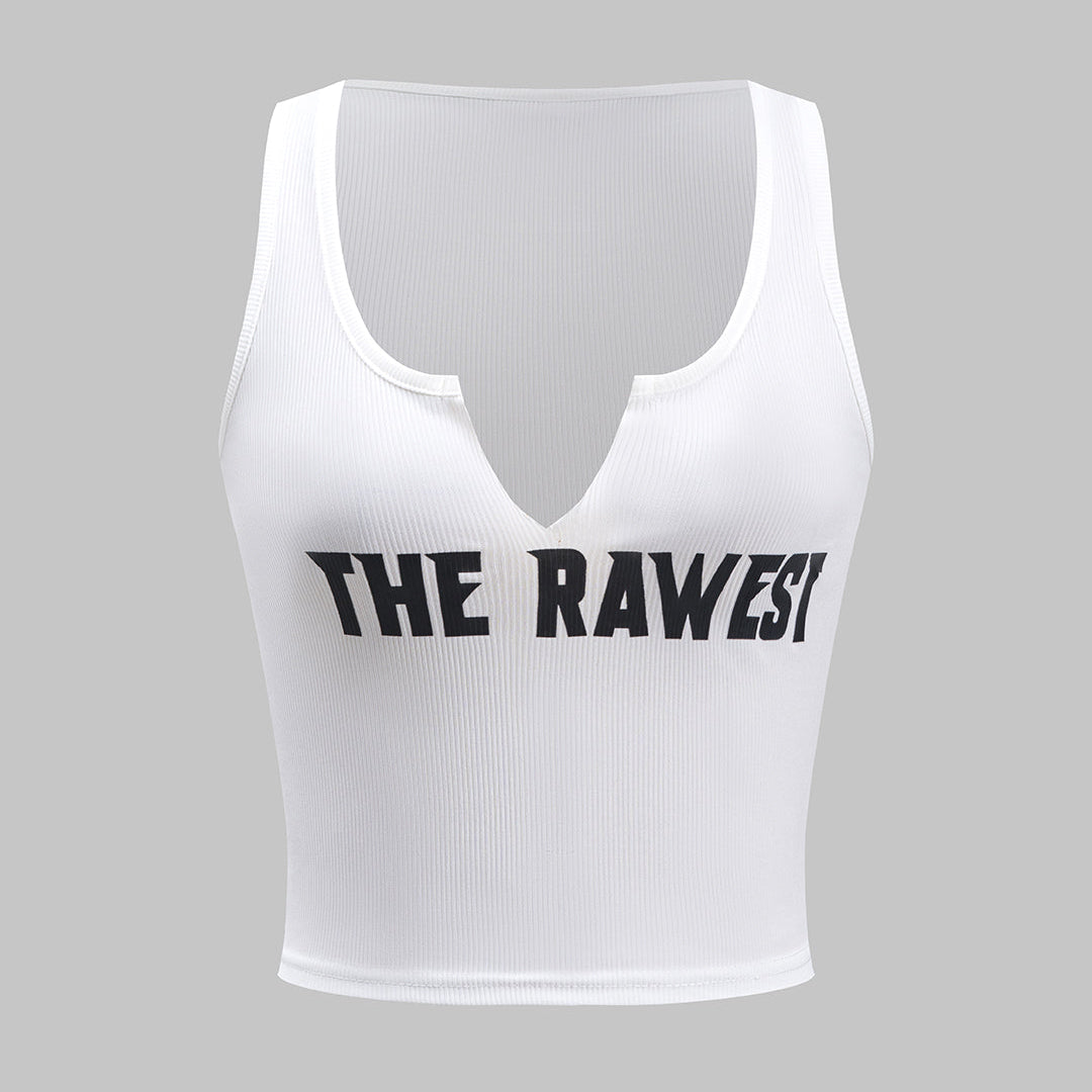 Yazı Baskılı Dokulu Askılı Bluz