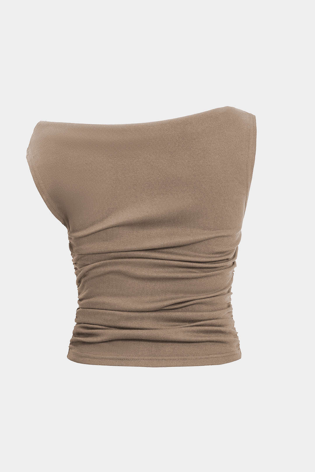 Kıvrımlı Düğüm Tek Omuzlu Kolsuz Bluz