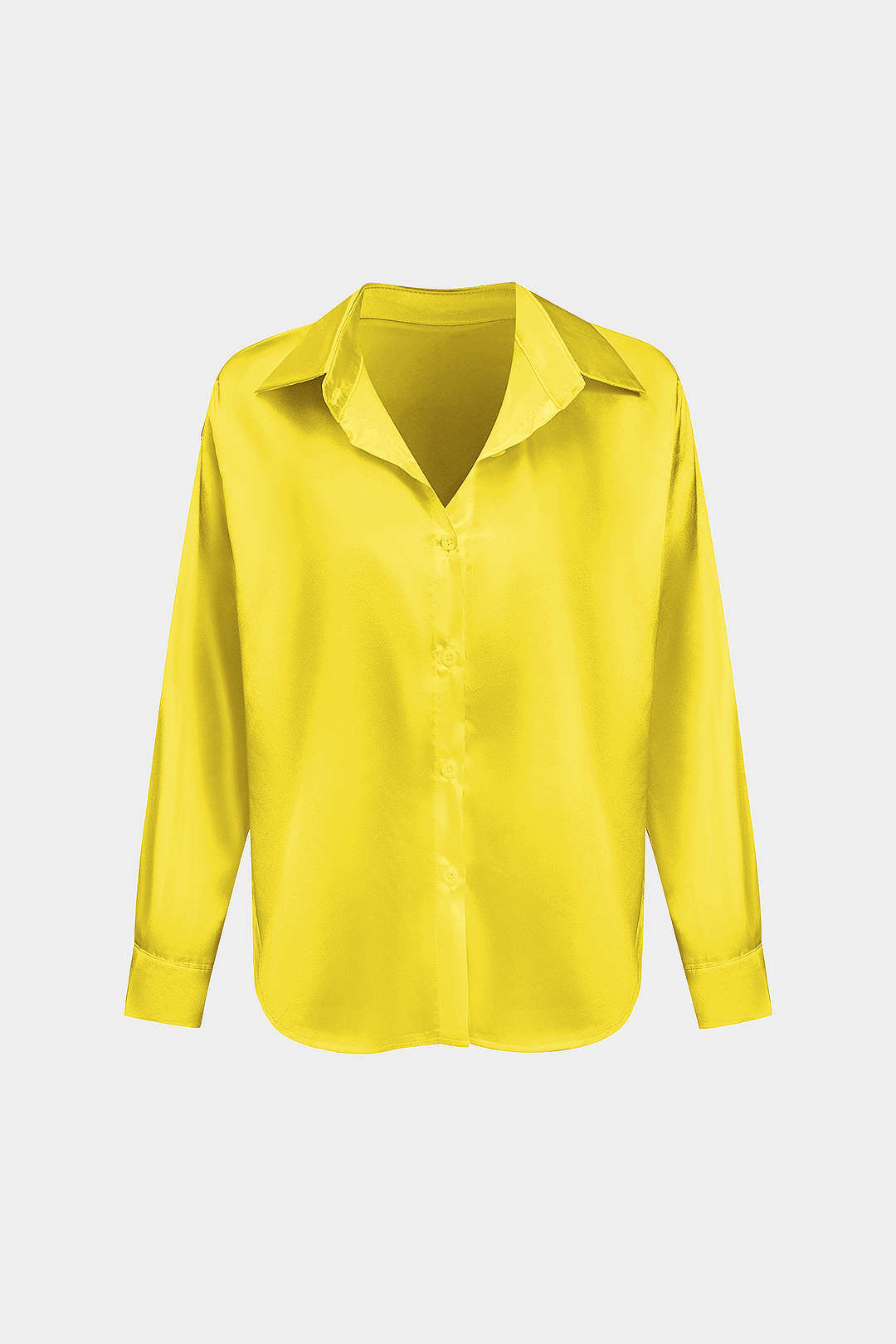 Basic Düz Saten Uzun Kollu Gömlek