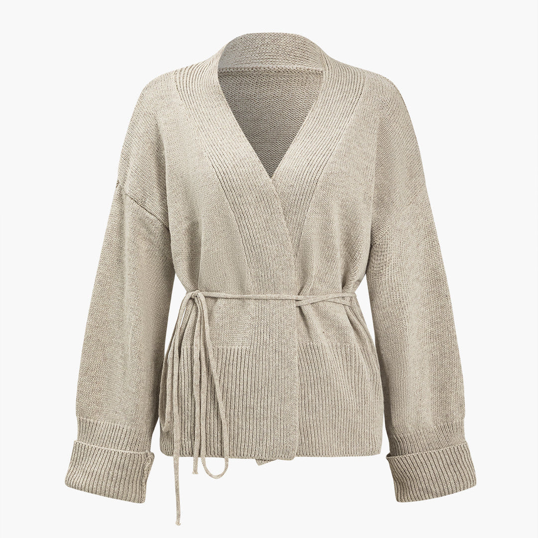 Sweater Tie-Up V-Neck Hırka