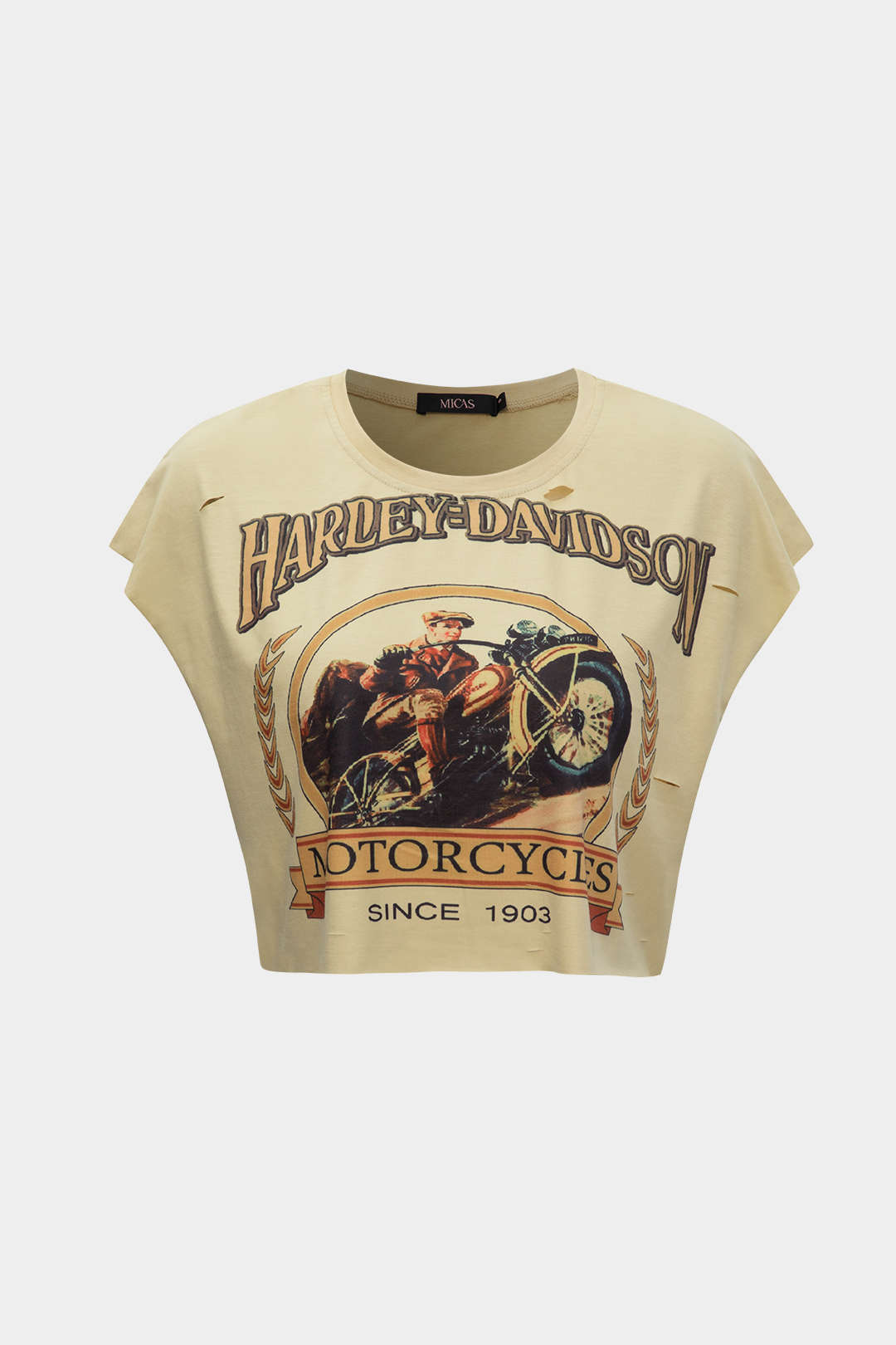 Motorlu Bisiklet Grafik Baskılı Kolsuz Tişört