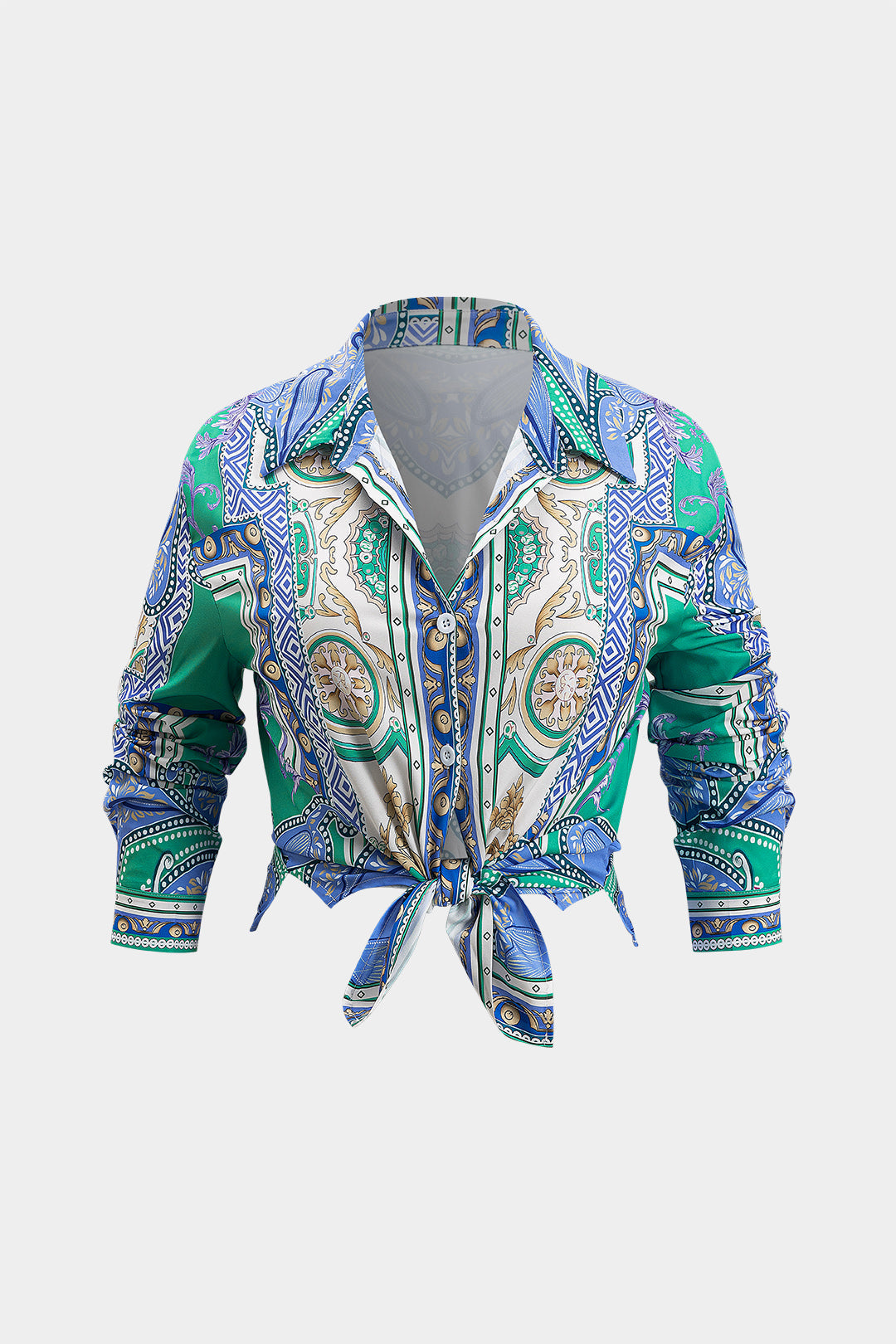 Bohem Desenli Bağlamalı Gömlek ve Şort Seti