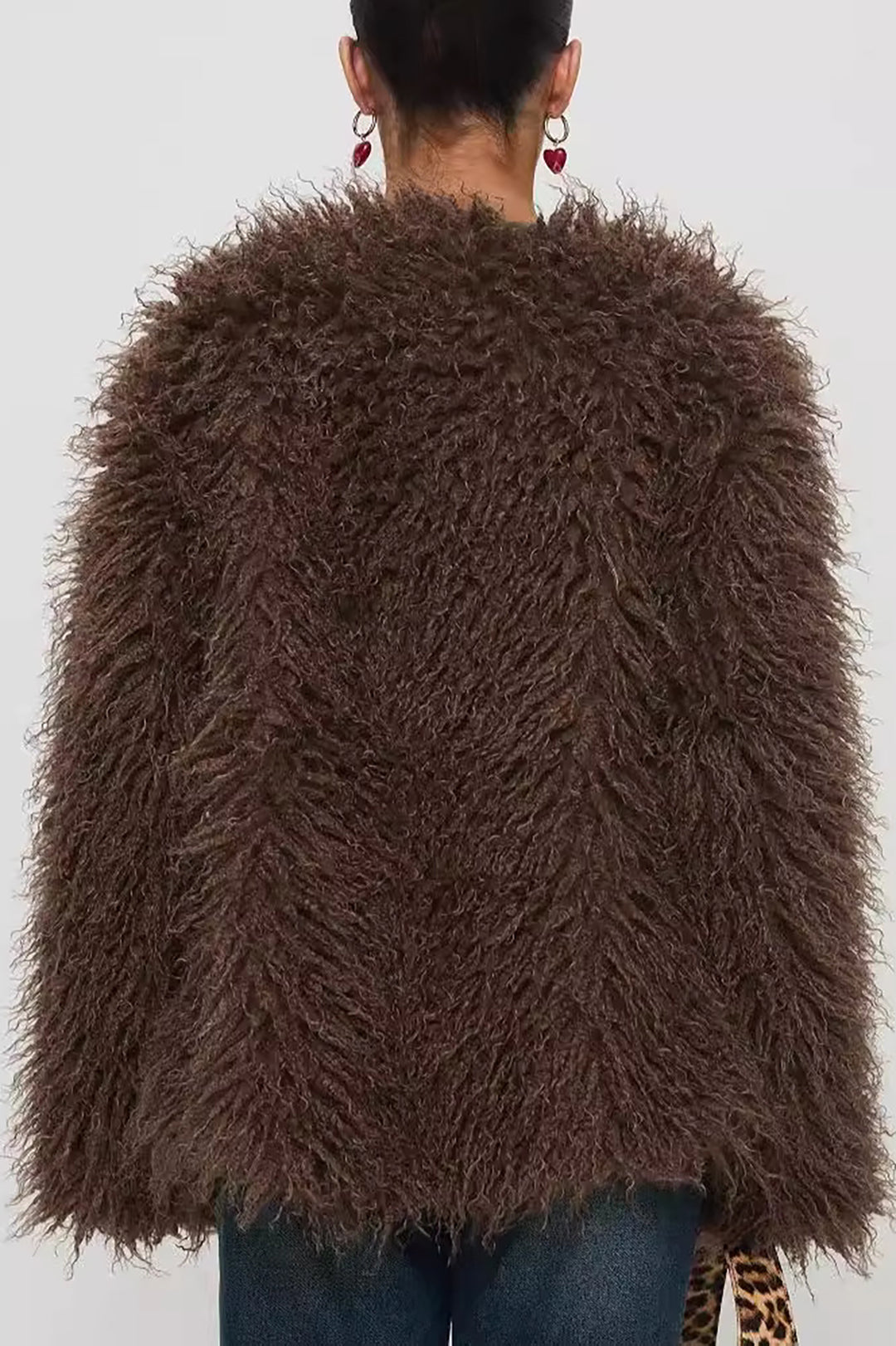 Solid Faux Fur Fringe Ceket