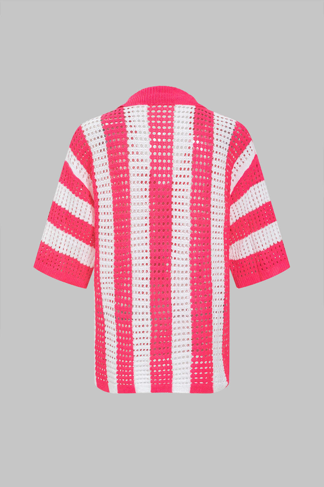 Çizgili Triko Delikli Şort Takımı