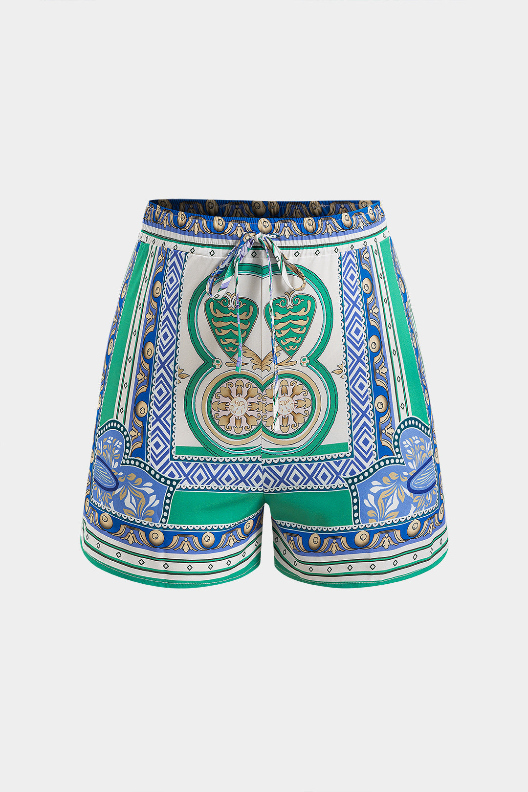 Bohem Desenli Bağlamalı Gömlek ve Şort Seti