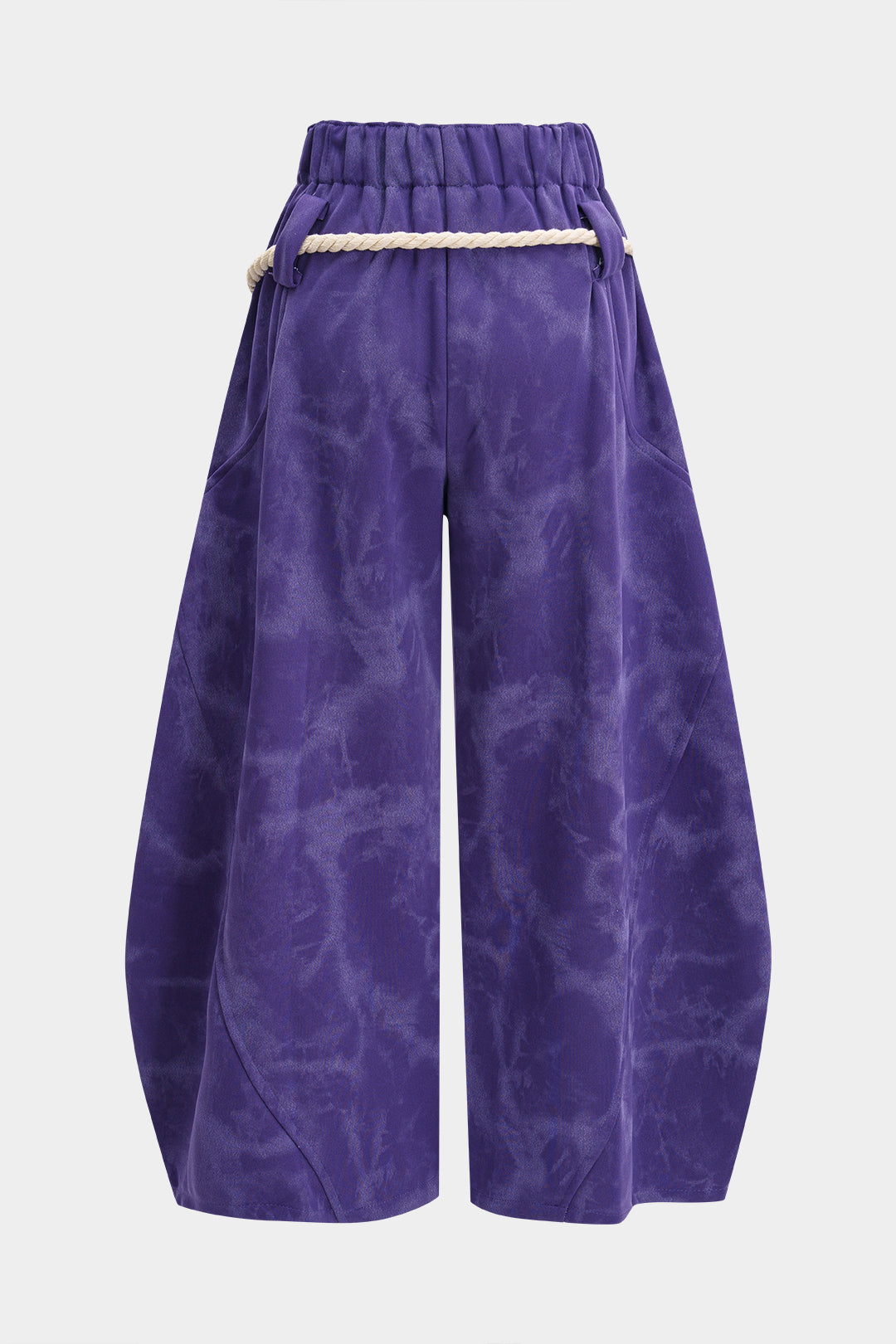 Mermer Tie Dye Baskılı Bağcıklı Geniş Paça Pantolonlar