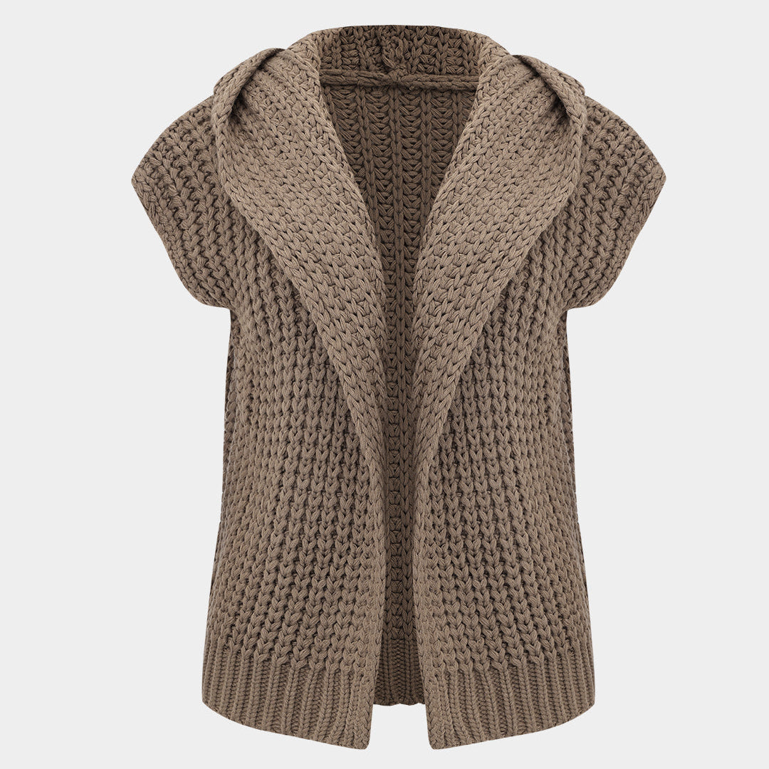 Knit Hooded Short Sleeve Hırka