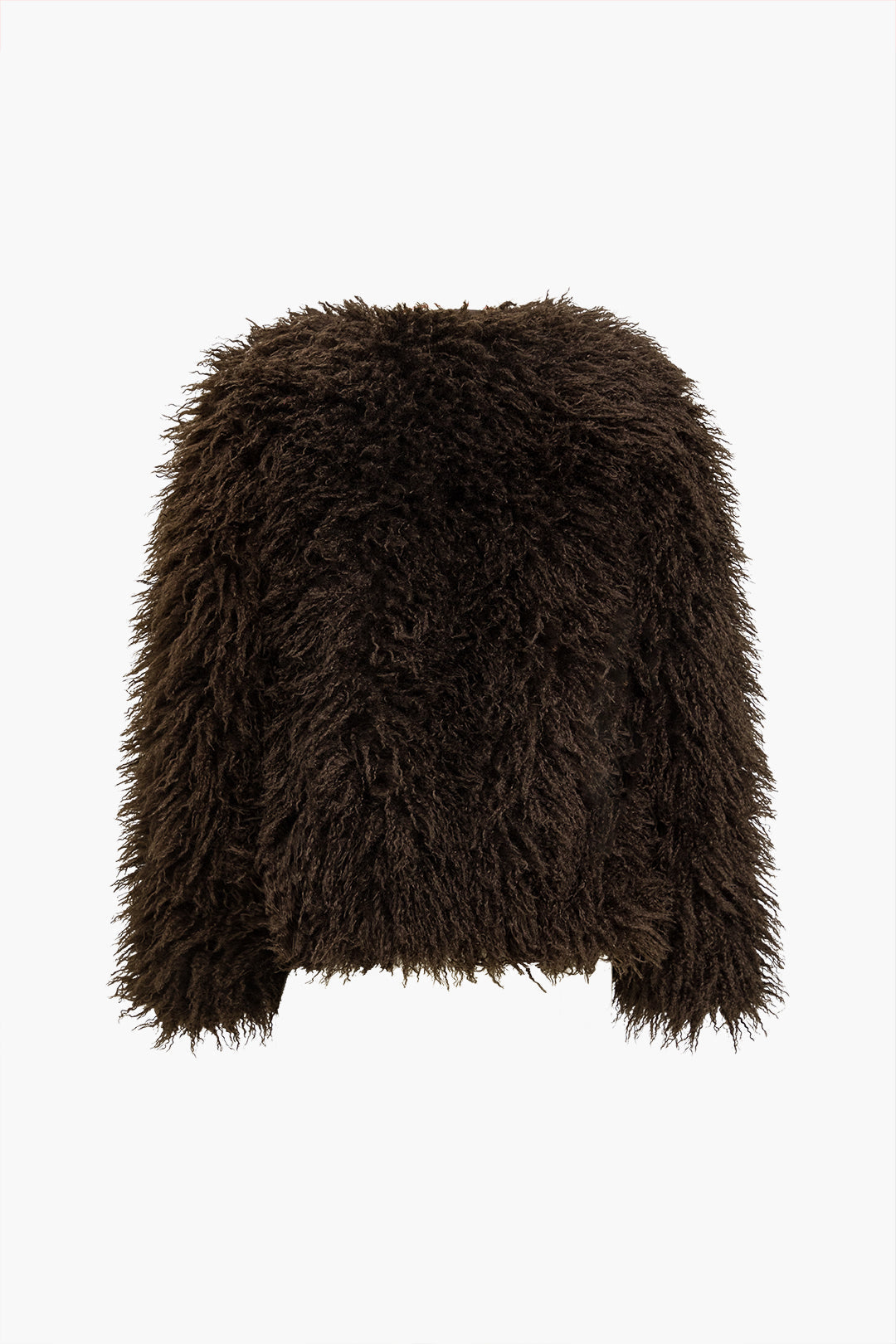 Solid Faux Fur Fringe Ceket