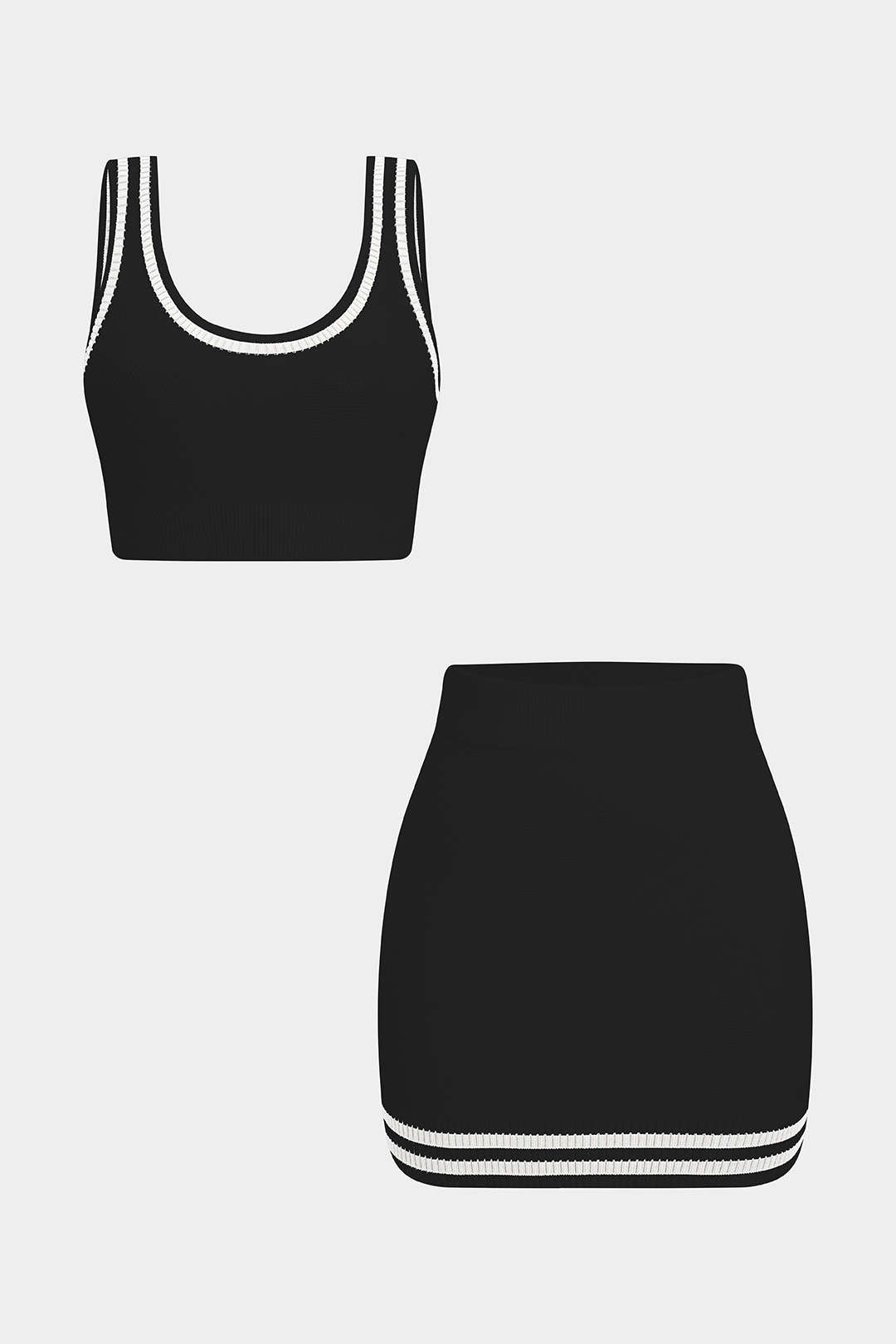 Kontrast Triko Askılı Üst Ve Şort Takımı