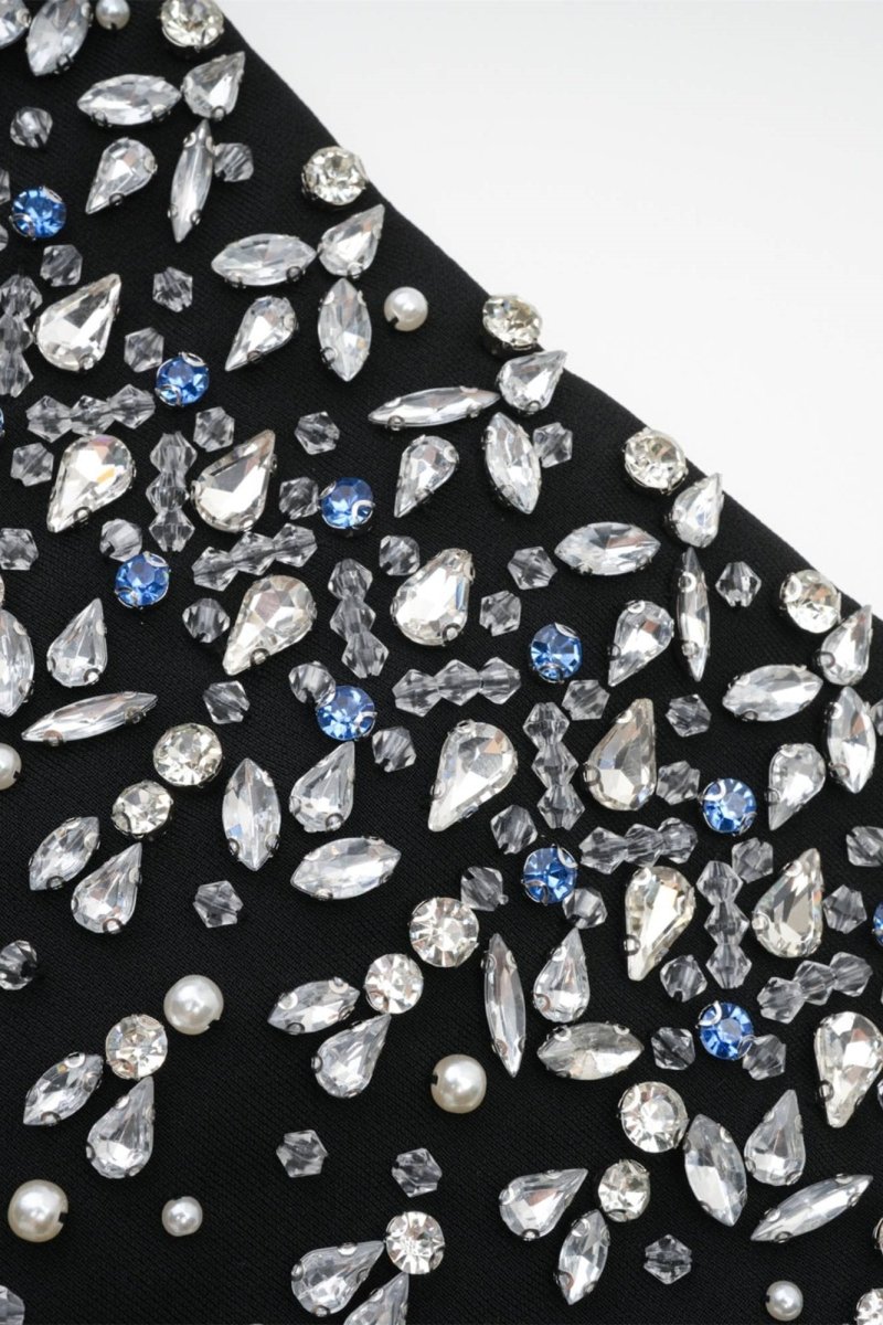 Olyssa Frances Kristal İşlemeli Kolsuz Mini Elbise