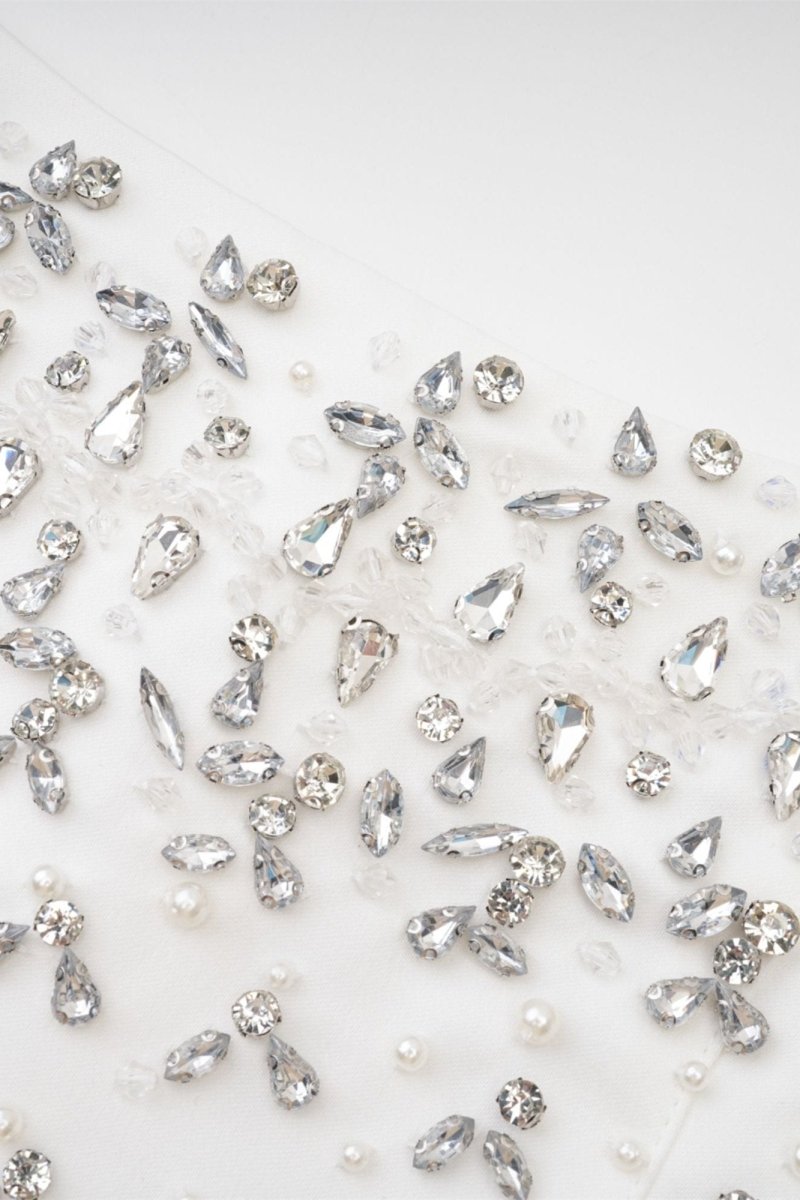 Olyssa Frances Kristal İşlemeli Kolsuz Mini Elbise