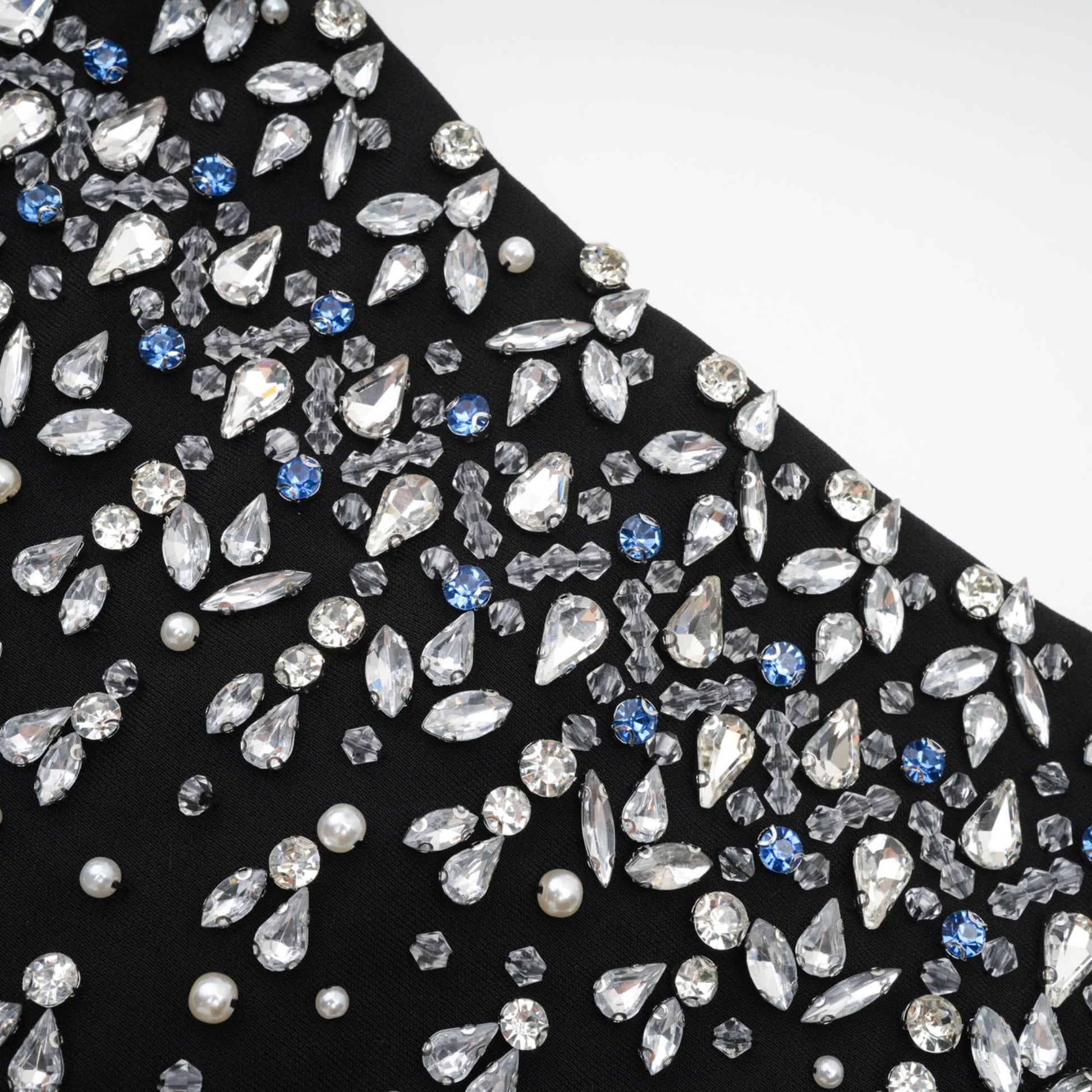 Olyssa Melisande mavi süslemeli mini elbise