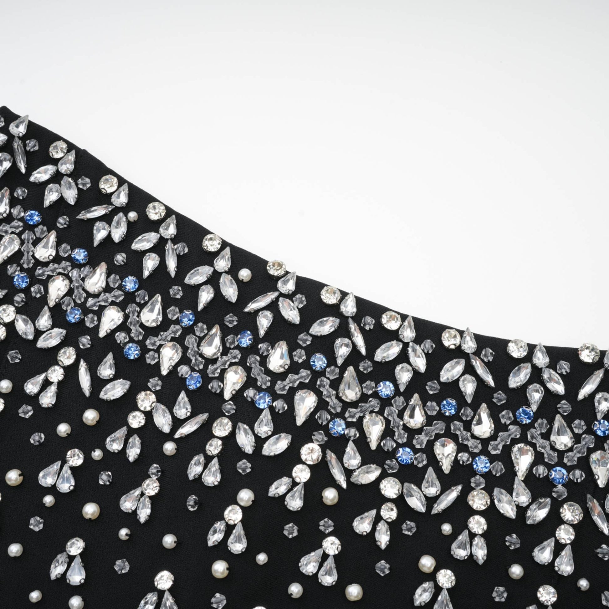 Olyssa Melisande mavi süslemeli mini elbise