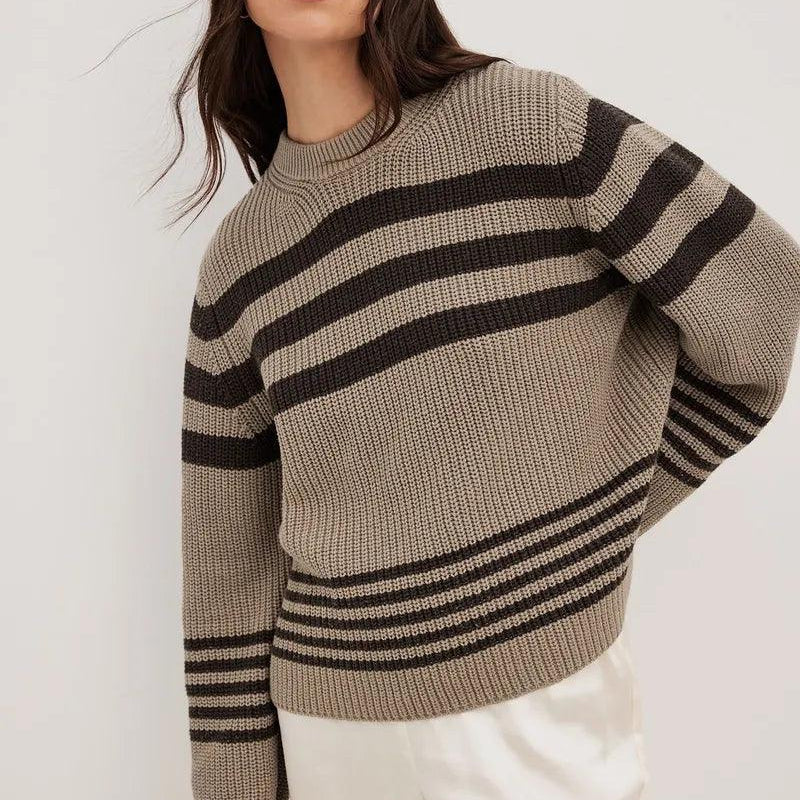 Kaburga Örgü Çizgili Kazak